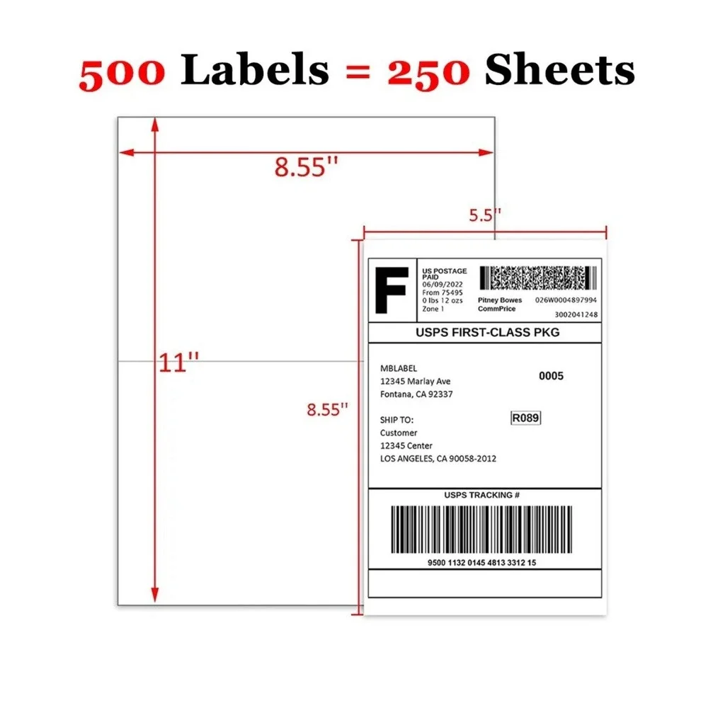 OnlineLabels OL400BK Brown Kraft Shipping Labels 8.5